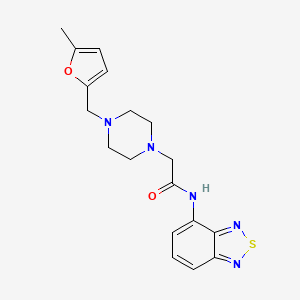 molecular formula C18H21N5O2S B11119569 N-(2,1,3-benzothiadiazol-4-yl)-2-{4-[(5-methylfuran-2-yl)methyl]piperazin-1-yl}acetamide 