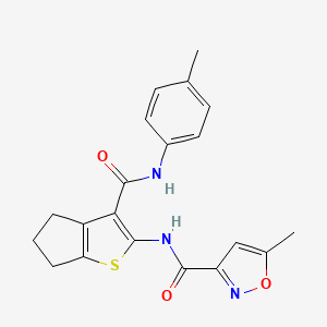 molecular formula C20H19N3O3S B11119590 5-methyl-N-{3-[(4-methylphenyl)carbamoyl]-5,6-dihydro-4H-cyclopenta[b]thiophen-2-yl}-1,2-oxazole-3-carboxamide 