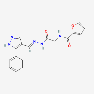 N-({N'-[(E)-(3-Phenyl-1H-pyrazol-4-YL)methylidene]hydrazinecarbonyl}methyl)furan-2-carboxamide