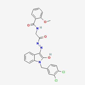 N-({N'-[(3E)-1-[(3,4-Dichlorophenyl)methyl]-2-oxo-2,3-dihydro-1H-indol-3-ylidene]hydrazinecarbonyl}methyl)-2-methoxybenzamide