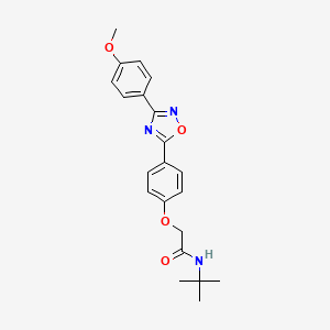 molecular formula C21H23N3O4 B11119686 N-tert-butyl-2-{4-[3-(4-methoxyphenyl)-1,2,4-oxadiazol-5-yl]phenoxy}acetamide 