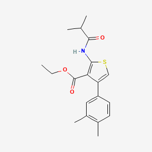 molecular formula C19H23NO3S B11119688 Ethyl 4-(3,4-dimethylphenyl)-2-[(2-methylpropanoyl)amino]thiophene-3-carboxylate 