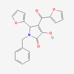 molecular formula C20H15NO5 B11119751 5-(2-Furyl)-4-(2-furylcarbonyl)-3-hydroxy-1-benzyl-3-pyrrolin-2-one 