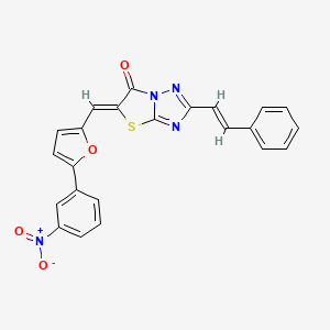 molecular formula C23H14N4O4S B11119758 (5Z)-5-{[5-(3-nitrophenyl)furan-2-yl]methylidene}-2-[(E)-2-phenylethenyl][1,3]thiazolo[3,2-b][1,2,4]triazol-6(5H)-one 