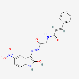 (2E)-N-({N'-[(3E)-5-Nitro-2-oxo-2,3-dihydro-1H-indol-3-ylidene]hydrazinecarbonyl}methyl)-3-phenylprop-2-enamide