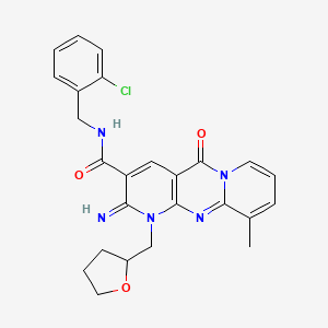 N-[(2-chlorophenyl)methyl]-6-imino-11-methyl-2-oxo-7-[(oxolan-2-yl)methyl]-1,7,9-triazatricyclo[8.4.0.0^{3,8}]tetradeca-3(8),4,9,11,13-pentaene-5-carboxamide