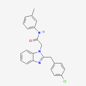 molecular formula C23H20ClN3O B11119821 2-[2-(4-chlorobenzyl)-1H-1,3-benzimidazol-1-yl]-N-(3-methylphenyl)acetamide 