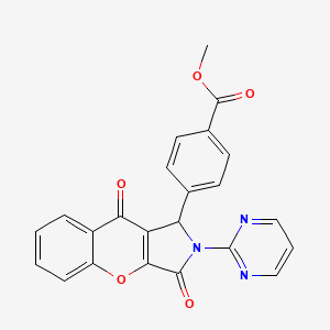 molecular formula C23H15N3O5 B11119877 Methyl 4-[3,9-dioxo-2-(pyrimidin-2-yl)-1,2,3,9-tetrahydrochromeno[2,3-c]pyrrol-1-yl]benzoate 