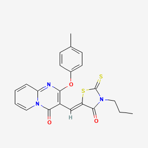 2-(4-methylphenoxy)-3-[(Z)-(4-oxo-3-propyl-2-thioxo-1,3-thiazolidin-5-ylidene)methyl]-4H-pyrido[1,2-a]pyrimidin-4-one