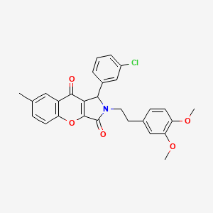 molecular formula C28H24ClNO5 B11119952 1-(3-Chlorophenyl)-2-[2-(3,4-dimethoxyphenyl)ethyl]-7-methyl-1,2-dihydrochromeno[2,3-c]pyrrole-3,9-dione 