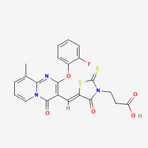 3-[(5Z)-5-{[2-(2-fluorophenoxy)-9-methyl-4-oxo-4H-pyrido[1,2-a]pyrimidin-3-yl]methylidene}-4-oxo-2-thioxo-1,3-thiazolidin-3-yl]propanoic acid