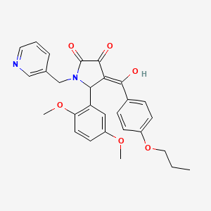 molecular formula C28H28N2O6 B11119966 5-(2,5-dimethoxyphenyl)-3-hydroxy-4-[(4-propoxyphenyl)carbonyl]-1-(pyridin-3-ylmethyl)-1,5-dihydro-2H-pyrrol-2-one 