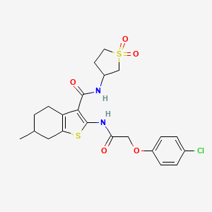 molecular formula C22H25ClN2O5S2 B11119970 2-{[(4-chlorophenoxy)acetyl]amino}-N-(1,1-dioxidotetrahydrothiophen-3-yl)-6-methyl-4,5,6,7-tetrahydro-1-benzothiophene-3-carboxamide 