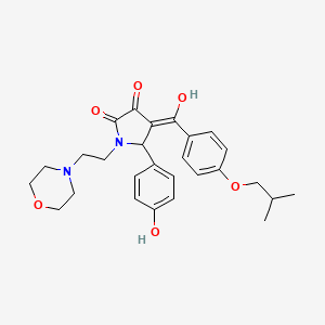 molecular formula C27H32N2O6 B11119981 3-hydroxy-5-(4-hydroxyphenyl)-4-{[4-(2-methylpropoxy)phenyl]carbonyl}-1-[2-(morpholin-4-yl)ethyl]-1,5-dihydro-2H-pyrrol-2-one 