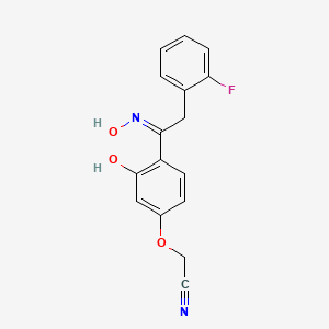 molecular formula C16H13FN2O3 B11120029 {4-[2-(2-Fluorophenyl)-1-hydroxyiminoethyl]-3-hydroxyphenoxy}methyl cyanide 