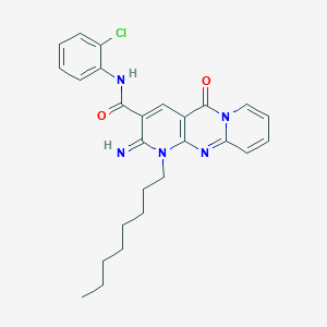 N-(2-chlorophenyl)-6-imino-7-octyl-2-oxo-1,7,9-triazatricyclo[8.4.0.03,8]tetradeca-3(8),4,9,11,13-pentaene-5-carboxamide