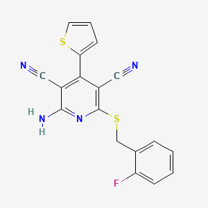 2-Amino-6-[(2-fluorobenzyl)sulfanyl]-4-(thiophen-2-yl)pyridine-3,5-dicarbonitrile