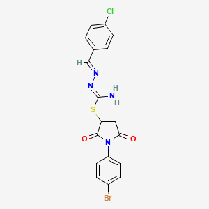 1-(4-bromophenyl)-2,5-dioxopyrrolidin-3-yl (2E)-2-(4-chlorobenzylidene)hydrazinecarbimidothioate