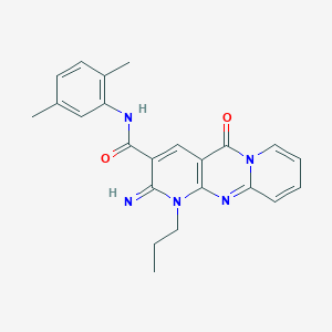 N-(2,5-dimethylphenyl)-6-imino-2-oxo-7-propyl-1,7,9-triazatricyclo[8.4.0.03,8]tetradeca-3(8),4,9,11,13-pentaene-5-carboxamide