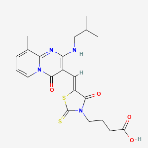 4-[(5Z)-5-({9-methyl-2-[(2-methylpropyl)amino]-4-oxo-4H-pyrido[1,2-a]pyrimidin-3-yl}methylidene)-4-oxo-2-thioxo-1,3-thiazolidin-3-yl]butanoic acid