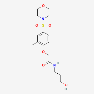 molecular formula C16H24N2O6S B11120160 N-(3-Hydroxypropyl)-2-[2-methyl-4-(morpholine-4-sulfonyl)phenoxy]acetamide 