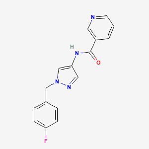 molecular formula C16H13FN4O B11120171 N-[1-(4-fluorobenzyl)-1H-pyrazol-4-yl]pyridine-3-carboxamide 