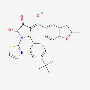 molecular formula C27H26N2O4S B11120179 5-(4-tert-butylphenyl)-3-hydroxy-4-[(2-methyl-2,3-dihydro-1-benzofuran-5-yl)carbonyl]-1-(1,3-thiazol-2-yl)-1,5-dihydro-2H-pyrrol-2-one 