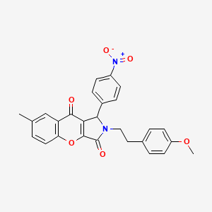 molecular formula C27H22N2O6 B11120192 2-[2-(4-Methoxyphenyl)ethyl]-7-methyl-1-(4-nitrophenyl)-1,2-dihydrochromeno[2,3-c]pyrrole-3,9-dione 