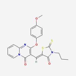 2-(4-methoxyphenoxy)-3-[(Z)-(4-oxo-3-propyl-2-thioxo-1,3-thiazolidin-5-ylidene)methyl]-4H-pyrido[1,2-a]pyrimidin-4-one