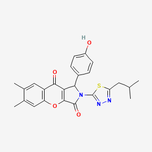 molecular formula C25H23N3O4S B11120302 1-(4-Hydroxyphenyl)-6,7-dimethyl-2-[5-(2-methylpropyl)-1,3,4-thiadiazol-2-yl]-1,2-dihydrochromeno[2,3-c]pyrrole-3,9-dione 