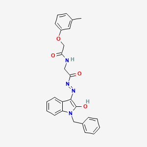 molecular formula C26H24N4O4 B11120315 N-({N'-[(3Z)-1-Benzyl-2-oxo-2,3-dihydro-1H-indol-3-ylidene]hydrazinecarbonyl}methyl)-2-(3-methylphenoxy)acetamide 