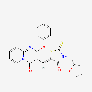 molecular formula C24H21N3O4S2 B11120326 2-(4-methylphenoxy)-3-{(Z)-[4-oxo-3-(tetrahydrofuran-2-ylmethyl)-2-thioxo-1,3-thiazolidin-5-ylidene]methyl}-4H-pyrido[1,2-a]pyrimidin-4-one 