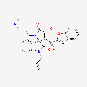 molecular formula C28H27N3O5 B11120354 1-allyl-3'-(1-benzofuran-2-ylcarbonyl)-1'-[3-(dimethylamino)propyl]-4'-hydroxyspiro[indole-3,2'-pyrrole]-2,5'(1{H},1'{H})-dione 