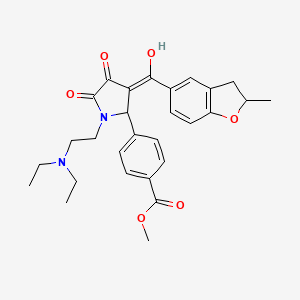 molecular formula C28H32N2O6 B11120362 methyl 4-{1-[2-(diethylamino)ethyl]-4-hydroxy-3-[(2-methyl-2,3-dihydro-1-benzofuran-5-yl)carbonyl]-5-oxo-2,5-dihydro-1H-pyrrol-2-yl}benzoate 