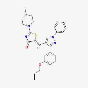 2-(4-methylpiperidino)-5-{(Z)-1-[1-phenyl-3-(3-propoxyphenyl)-1H-pyrazol-4-yl]methylidene}-1,3-thiazol-4-one