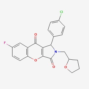 molecular formula C22H17ClFNO4 B11120418 1-(4-Chlorophenyl)-7-fluoro-2-(tetrahydrofuran-2-ylmethyl)-1,2-dihydrochromeno[2,3-c]pyrrole-3,9-dione 