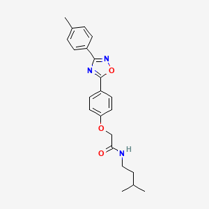 molecular formula C22H25N3O3 B11120448 N-(3-methylbutyl)-2-{4-[3-(4-methylphenyl)-1,2,4-oxadiazol-5-yl]phenoxy}acetamide 