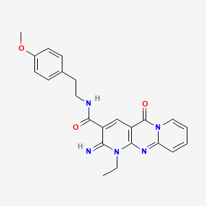 molecular formula C23H23N5O3 B11120462 7-ethyl-6-imino-N-[2-(4-methoxyphenyl)ethyl]-2-oxo-1,7,9-triazatricyclo[8.4.0.03,8]tetradeca-3(8),4,9,11,13-pentaene-5-carboxamide 