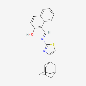 molecular formula C24H24N2OS B11120504 1-[(E)-{[4-(tricyclo[3.3.1.1~3,7~]dec-1-yl)-1,3-thiazol-2-yl]imino}methyl]naphthalen-2-ol 