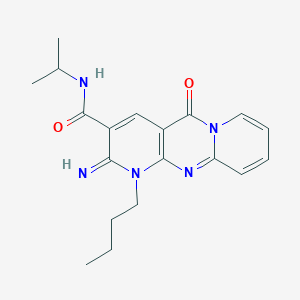 molecular formula C19H23N5O2 B11120514 7-butyl-6-imino-2-oxo-N-propan-2-yl-1,7,9-triazatricyclo[8.4.0.03,8]tetradeca-3(8),4,9,11,13-pentaene-5-carboxamide 