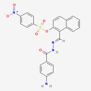 molecular formula C24H18N4O6S B11120546 1-[(E)-{2-[(4-aminophenyl)carbonyl]hydrazinylidene}methyl]naphthalen-2-yl 4-nitrobenzenesulfonate 