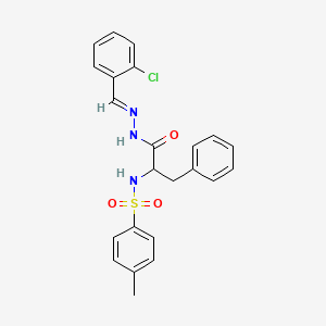 molecular formula C23H22ClN3O3S B11120547 N-(1-Benzyl-2-{2-[(E)-1-(2-chlorophenyl)methylidene]hydrazino}-2-oxoethyl)-4-methyl-1-benzenesulfonamide 