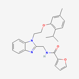 molecular formula C25H27N3O3 B11120590 N-[(1-{2-[5-methyl-2-(propan-2-yl)phenoxy]ethyl}-1H-benzimidazol-2-yl)methyl]furan-2-carboxamide 