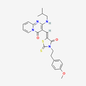 molecular formula C25H26N4O3S2 B11120595 3-[(Z)-{3-[2-(4-methoxyphenyl)ethyl]-4-oxo-2-thioxo-1,3-thiazolidin-5-ylidene}methyl]-2-[(2-methylpropyl)amino]-4H-pyrido[1,2-a]pyrimidin-4-one 