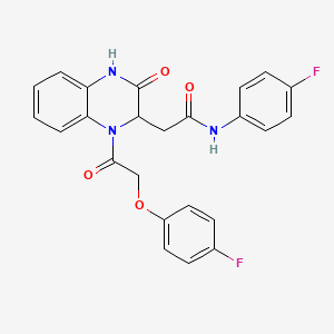 molecular formula C24H19F2N3O4 B11120609 2-{1-[(4-fluorophenoxy)acetyl]-3-oxo-1,2,3,4-tetrahydroquinoxalin-2-yl}-N-(4-fluorophenyl)acetamide 