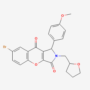 molecular formula C23H20BrNO5 B11120646 7-Bromo-1-(4-methoxyphenyl)-2-(tetrahydrofuran-2-ylmethyl)-1,2-dihydrochromeno[2,3-c]pyrrole-3,9-dione 