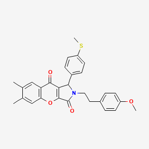 molecular formula C29H27NO4S B11120662 2-[2-(4-Methoxyphenyl)ethyl]-6,7-dimethyl-1-[4-(methylsulfanyl)phenyl]-1,2-dihydrochromeno[2,3-c]pyrrole-3,9-dione 