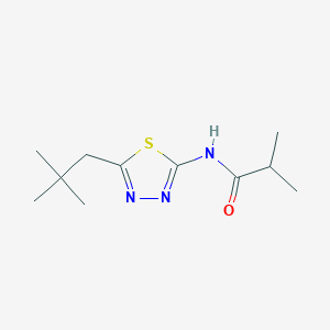 molecular formula C11H19N3OS B11120679 N-[5-(2,2-dimethylpropyl)-1,3,4-thiadiazol-2-yl]-2-methylpropanamide 