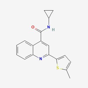 molecular formula C18H16N2OS B11120746 N-cyclopropyl-2-(5-methylthiophen-2-yl)quinoline-4-carboxamide 