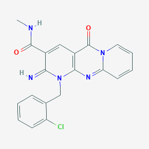 molecular formula C20H16ClN5O2 B11120771 7-[(2-chlorophenyl)methyl]-6-imino-N-methyl-2-oxo-1,7,9-triazatricyclo[8.4.0.0^{3,8}]tetradeca-3(8),4,9,11,13-pentaene-5-carboxamide 